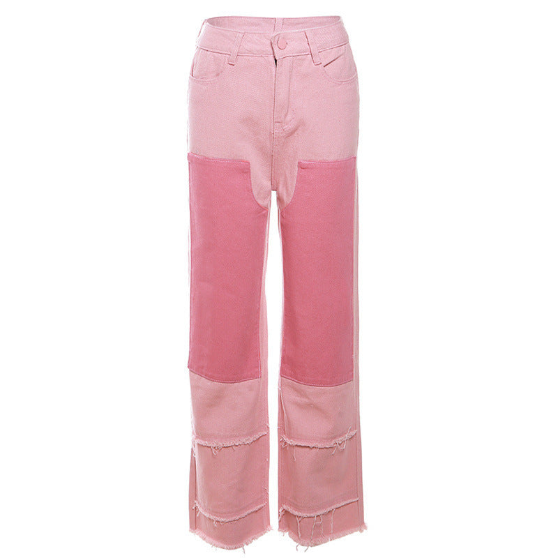 Fashion Street Patch Stitching Brushed Trousers For Women - Bellarte Enchanté Fashion Street Patch Stitching Brushed Trousers For Women